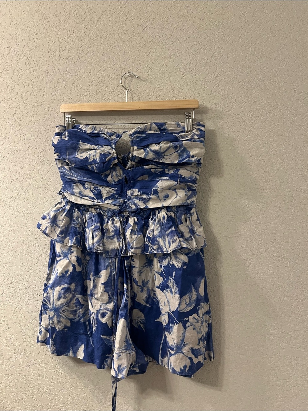 Olivaceous Floral Blue Ruffle Romper L